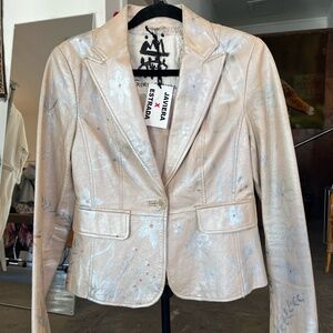 Javiera X Estrada Painted Leather Blazer